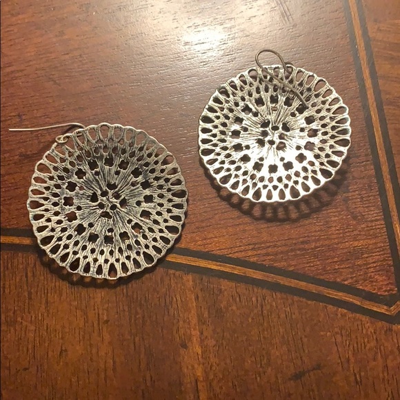 Intricate Silver Medallion Earrings - Picture 3 of 3